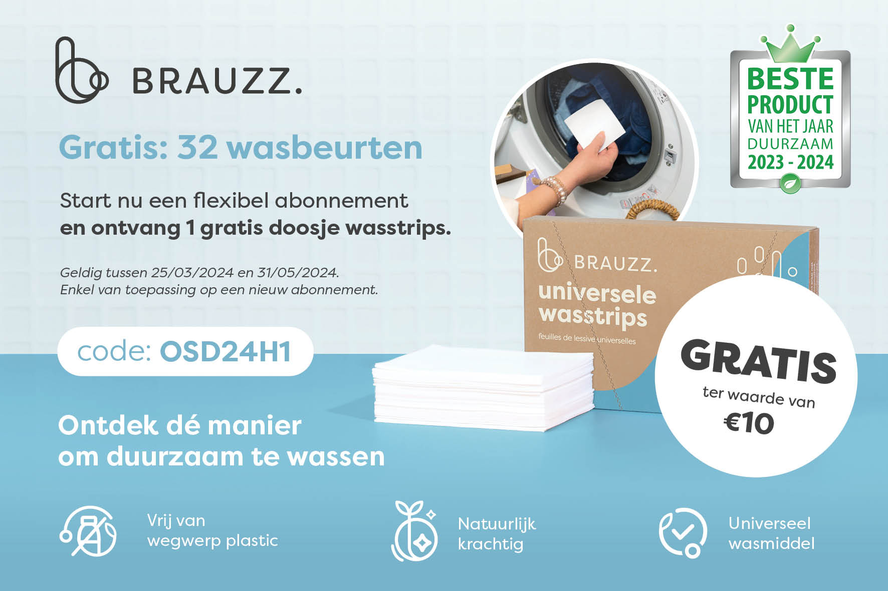 Online Shopping Deals Brauzz 32 gratis duurzame wasbeurten
